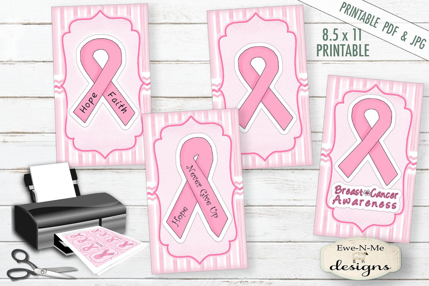 Printable Breast Cancer Tags - Pink Ribbon - Pdf And Jpg inside FREE Printable Breast Cancer Ribbon