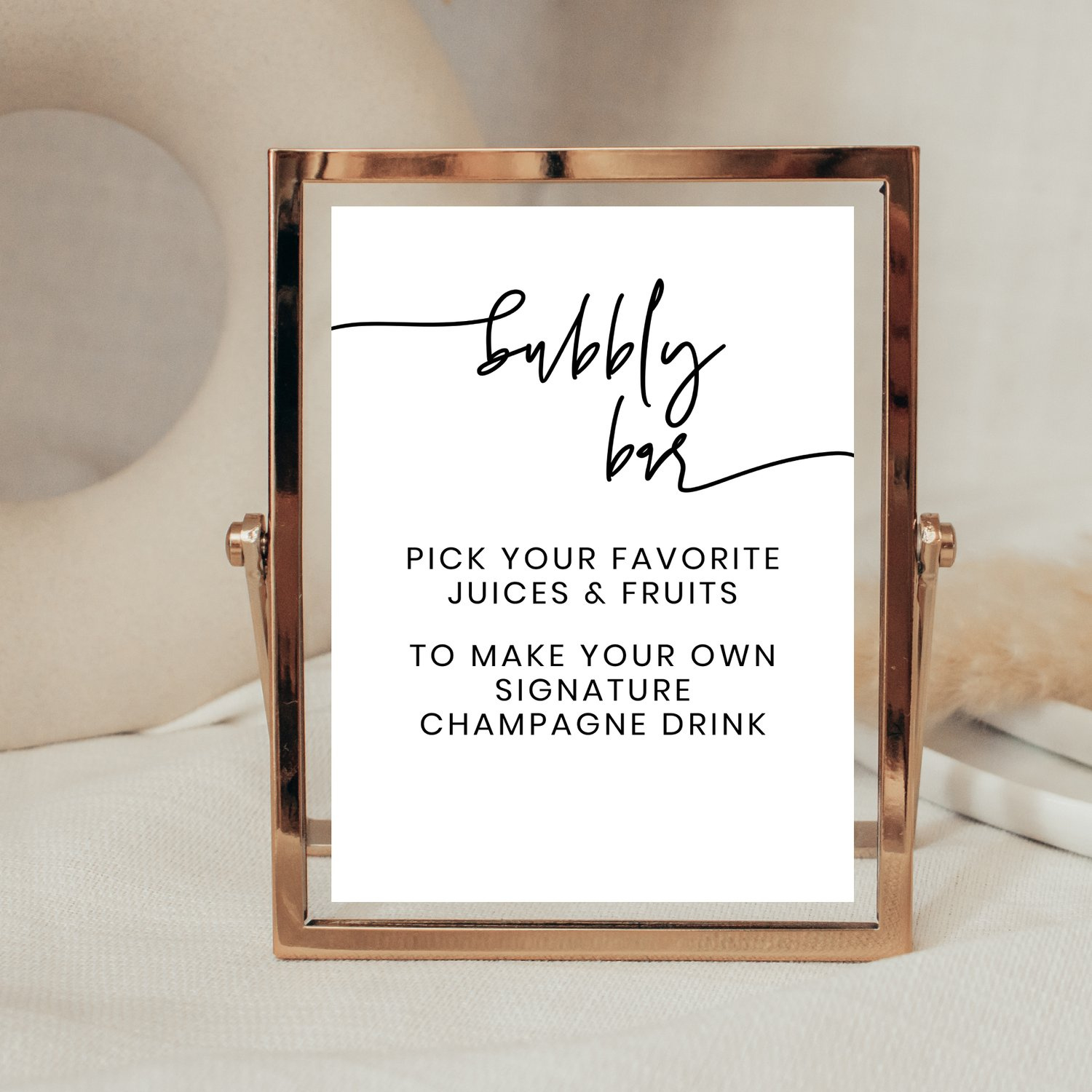 Printable Champagne Mimosa Bubbly Bar Sign throughout Free Printable Bubbly Bar Sign