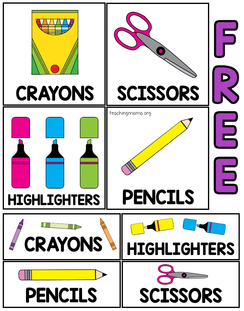 Printable Classroom Supply Labels - Teaching Mama for FREE Printable Art Supply Labels