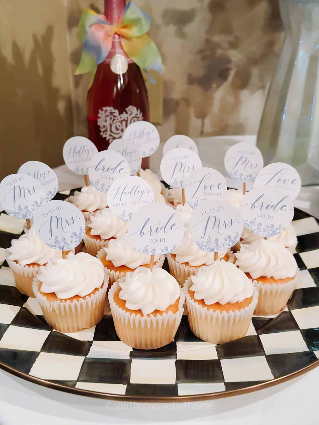 Printable Cupcake Toppers For A Bridal Shower - Southern Crush At Home intended for FREE Printable Bridal Shower Cupcake Toppers Printables
