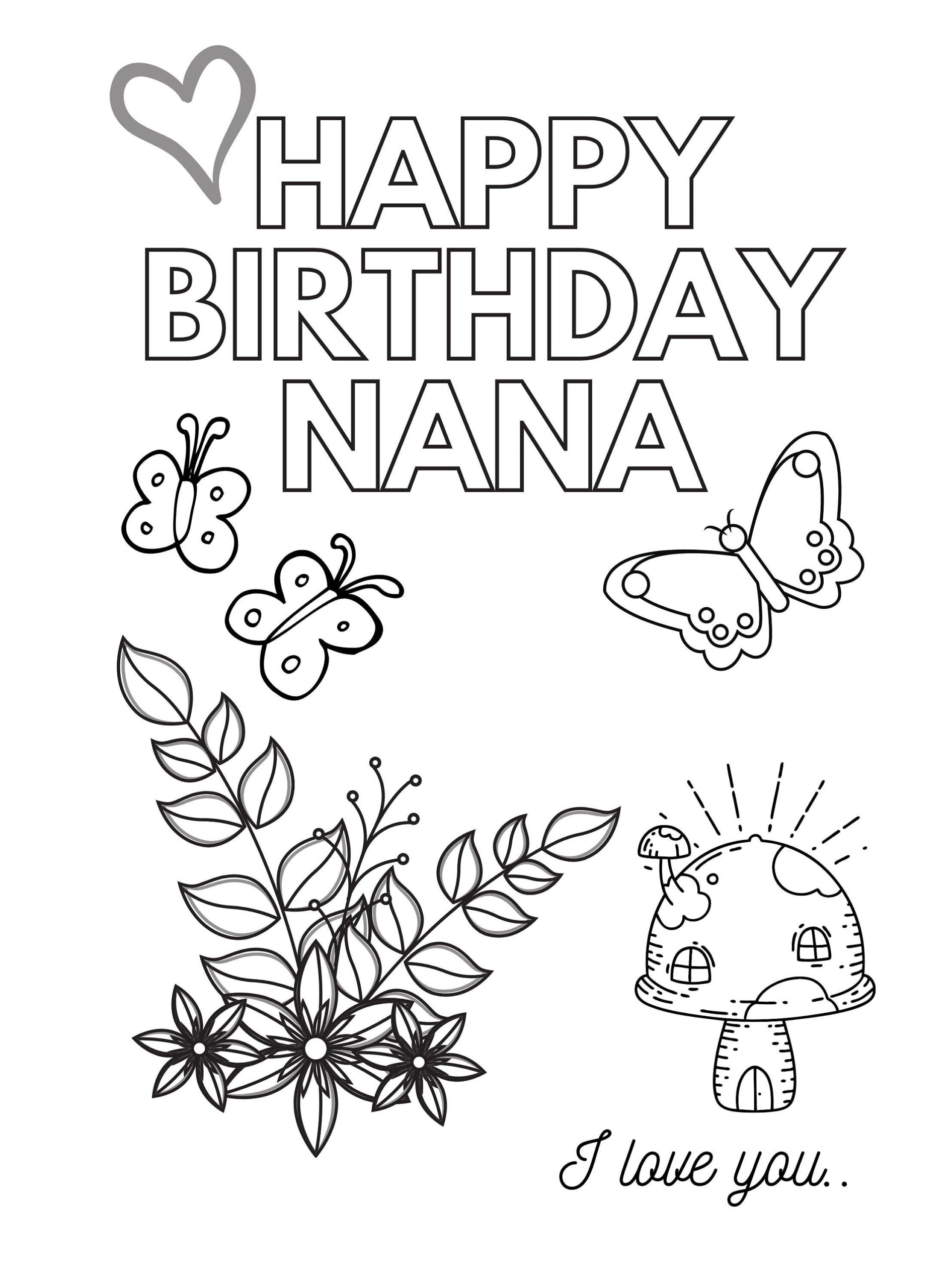 Printable Happy Birthday Nana Card: Colour-In Activity (Pdf, Png inside FREE Printable Birthday Cards For Nana