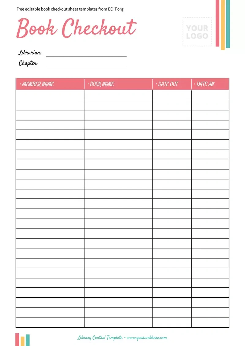 Printable Library Checkout Sheet Templates regarding Free Printable Book Checkout Form
