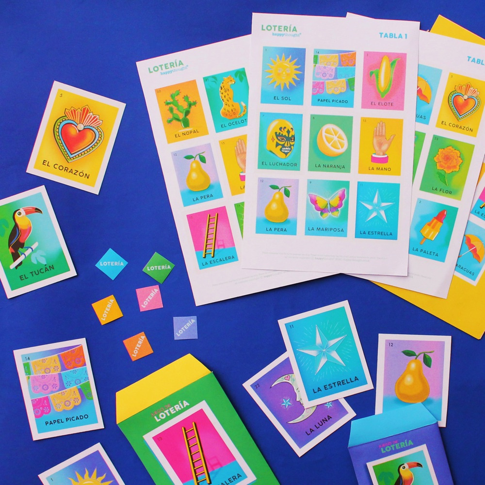 Printable Mexican Lotería Game. Get Lucky Today • Happythought for FREE Printable Blank Loteria Template