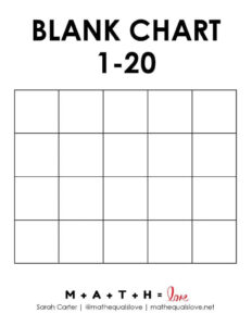 Printable Number Chart 1-20 (Free Pdf Templates) with FREE Printable Blank Number Chart 1-20