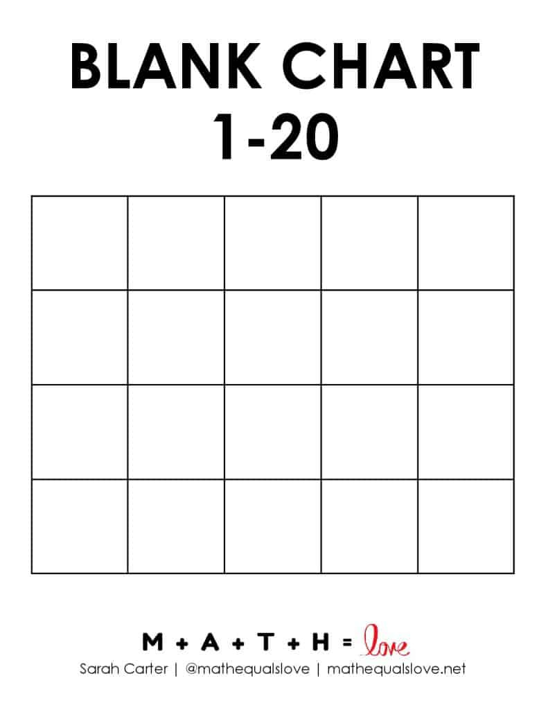 Printable Number Chart 1-20 (Free Pdf Templates) with FREE Printable Blank Number Chart 1-20
