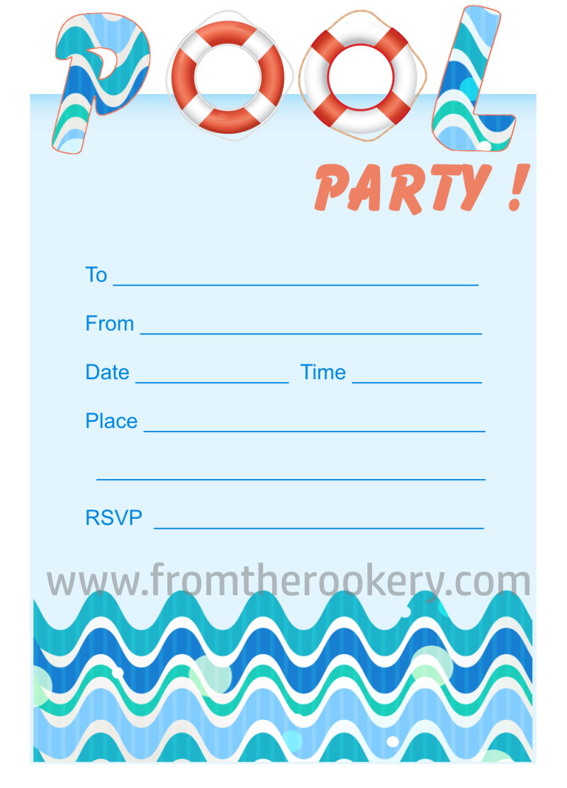 Printable Pool Party Invites with FREE Printable Blank Pool Party Invitations