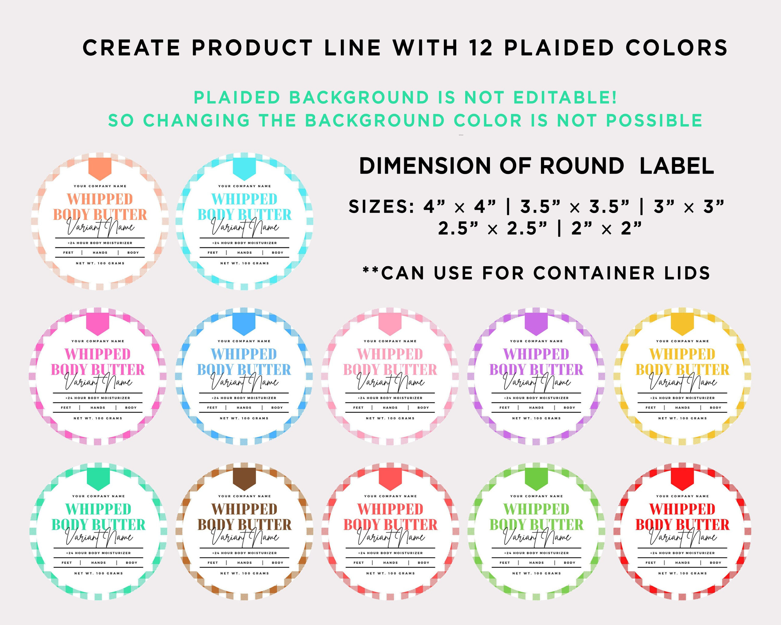 Printable Whipped Body Butter Labels, Whipped Body Butter Plaid intended for FREE Printable Body Butter Labels