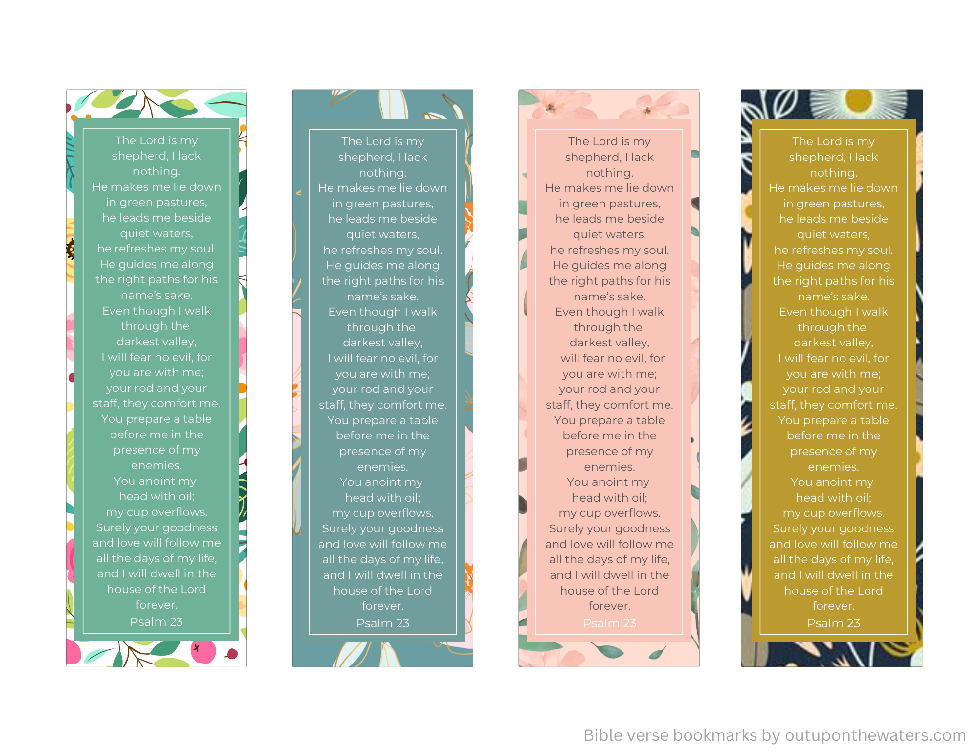Psalm 23 Printable Bookmarks - Out Upon The Waters for FREE Printable Book of Psalms