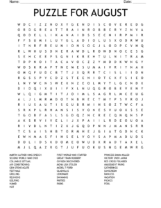 Puzzle For August Word Search - Wordmint with Free Printable August Word Search