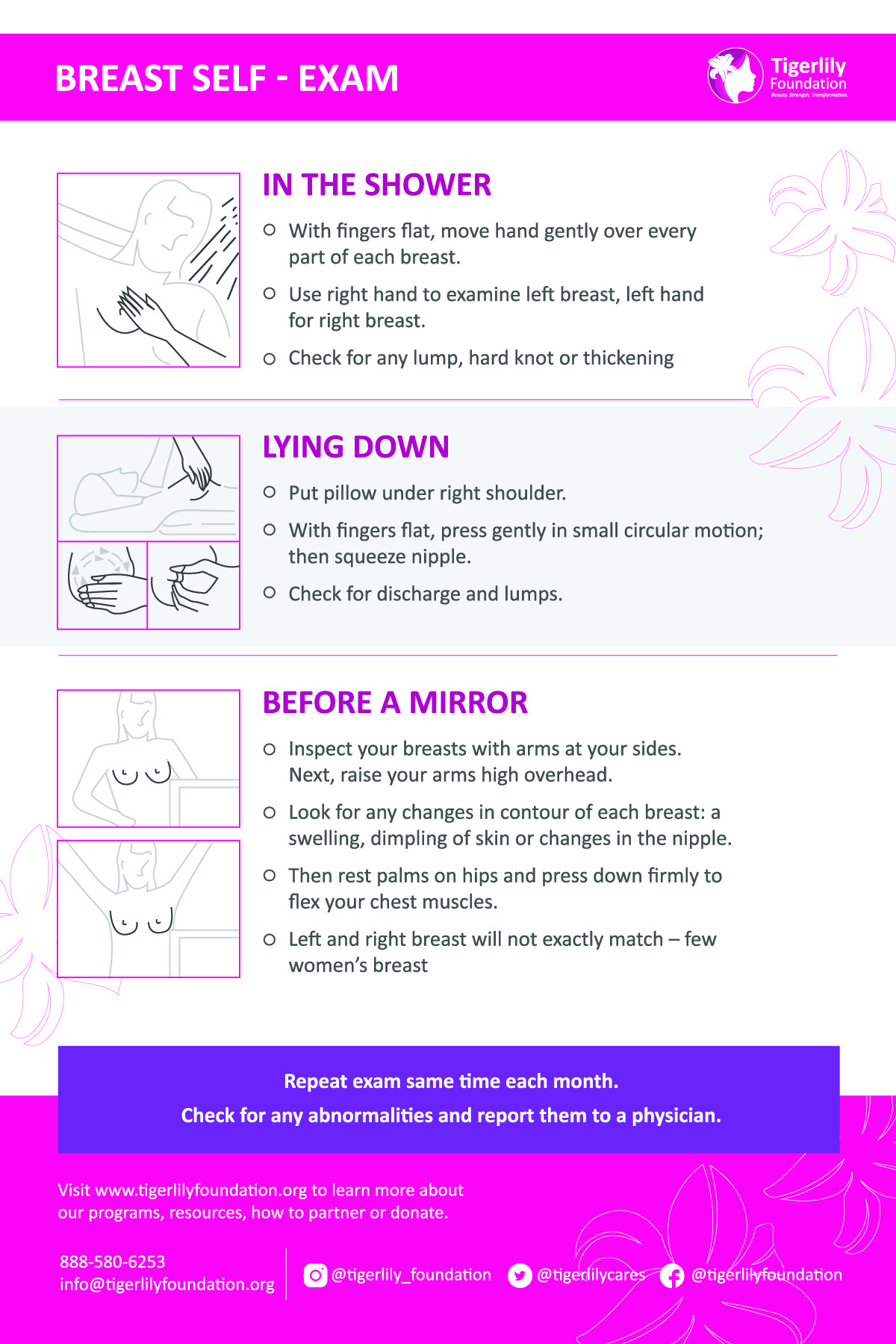 Quick Shareables - Tigerlily Foundation pertaining to FREE Printable Breast Self Exam Shower Card
