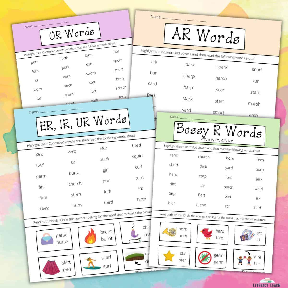 R-Controlled Vowels Worksheets: 4 Free Printables! - Literacy Learn intended for Free Printable Bossy R Worksheets