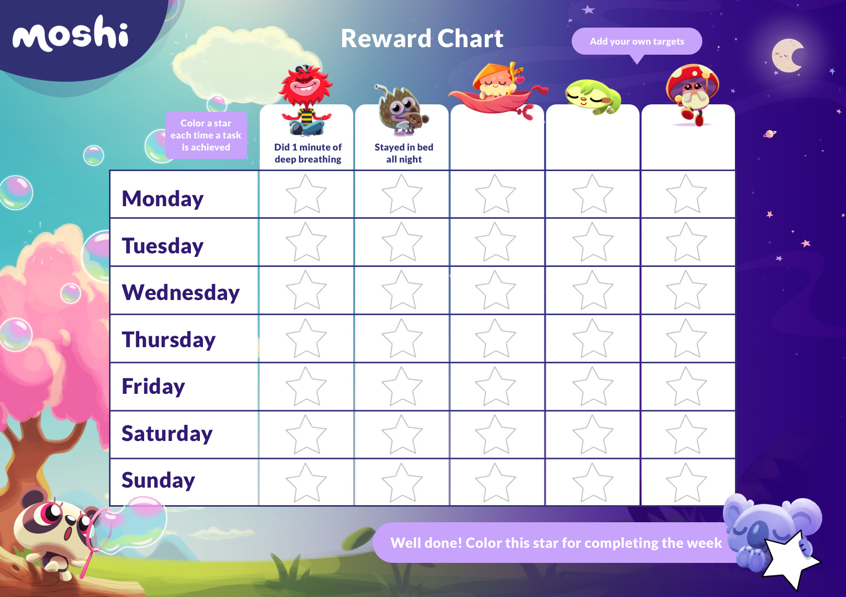Reward Chart For Kids: Free Printable Template - Mosh intended for Free Printable Behaviour Reward Charts