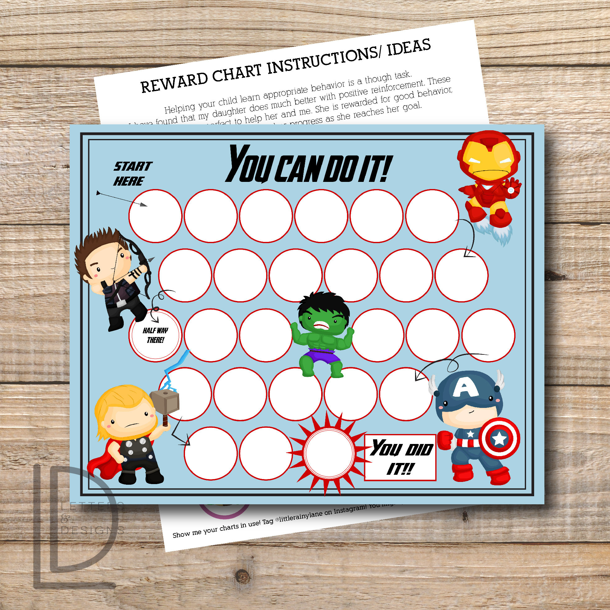 Reward Chart - Super Hero Reward Chart - Printable - Instant pertaining to FREE Printable Batman Reward Chart