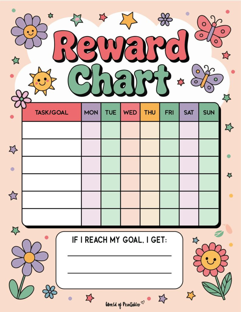 Rewards Chart Printable - 20+ Free Templates! - World Of Printables within Free Printable Blank Reward Chart
