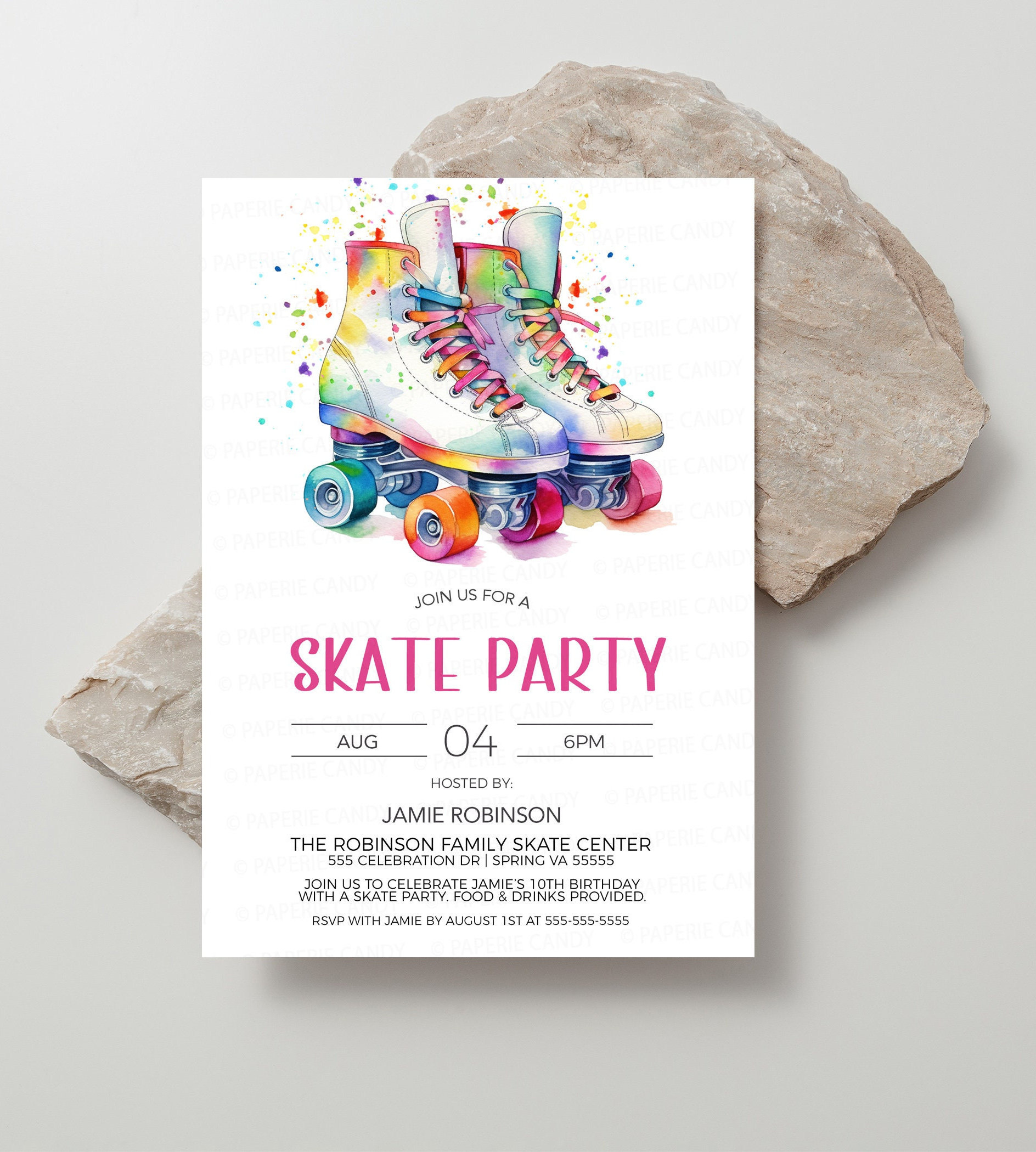 Roller Skating Invitation, Roller Skate Invite, Roller Skating in Free Printable Birthday Invitations Roller Skating