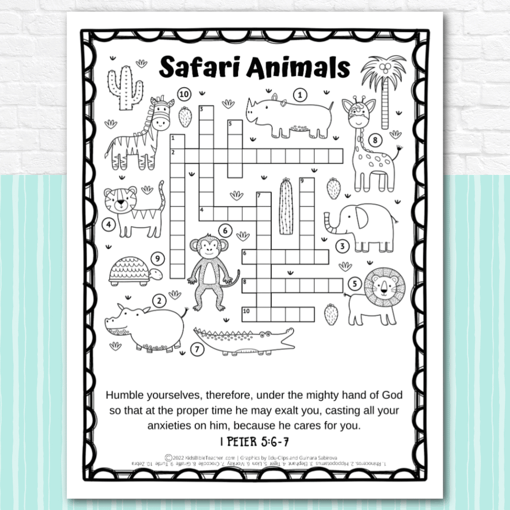 Safari Animals Bible Activity Page - Kids Bible Teacher pertaining to FREE Printable Bible Activities For Preschoolers