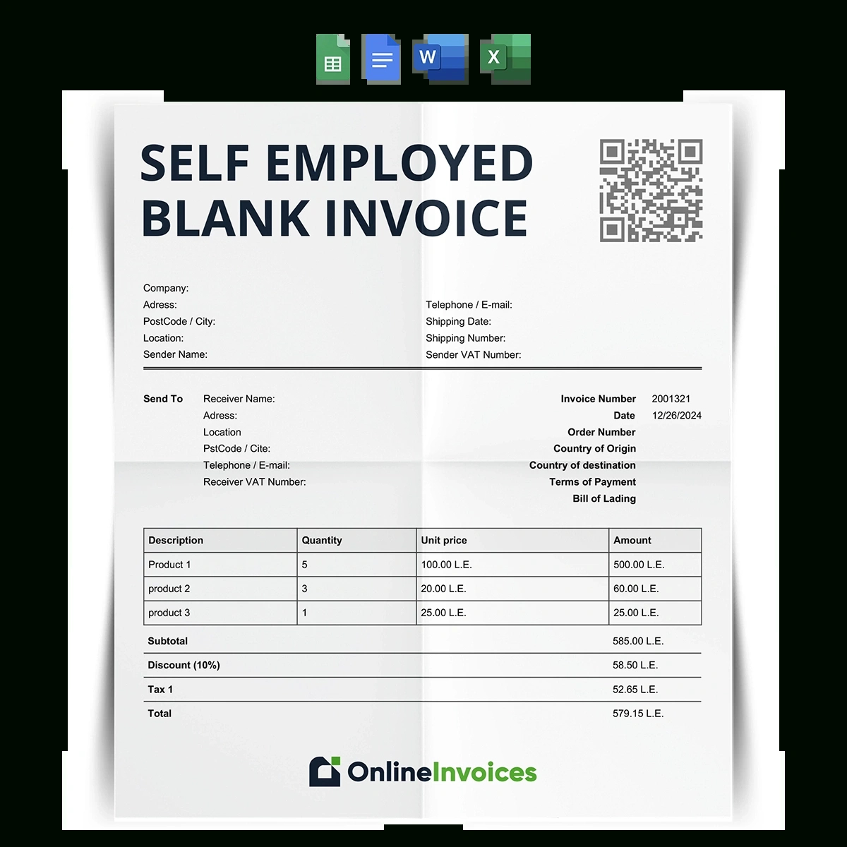Self-Employed Blank Invoice Template Free Download Word, Excel in Free Printable Blank Self Employed Printable Invoice Template