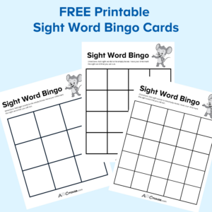 Sight Word Bingo Cards | Abcmouse with Free Printable Bingo Cards With Words