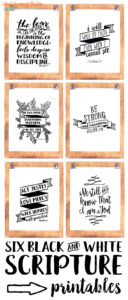 Six Black And White Scripture Printables within FREE Printable Bible Verses Black and White