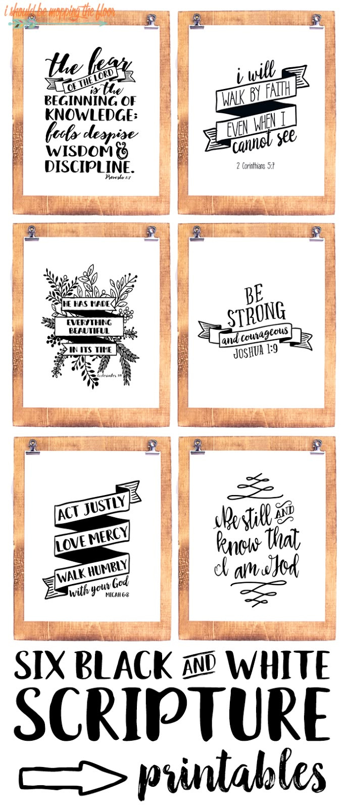 Six Black And White Scripture Printables within FREE Printable Bible Verses Black and White