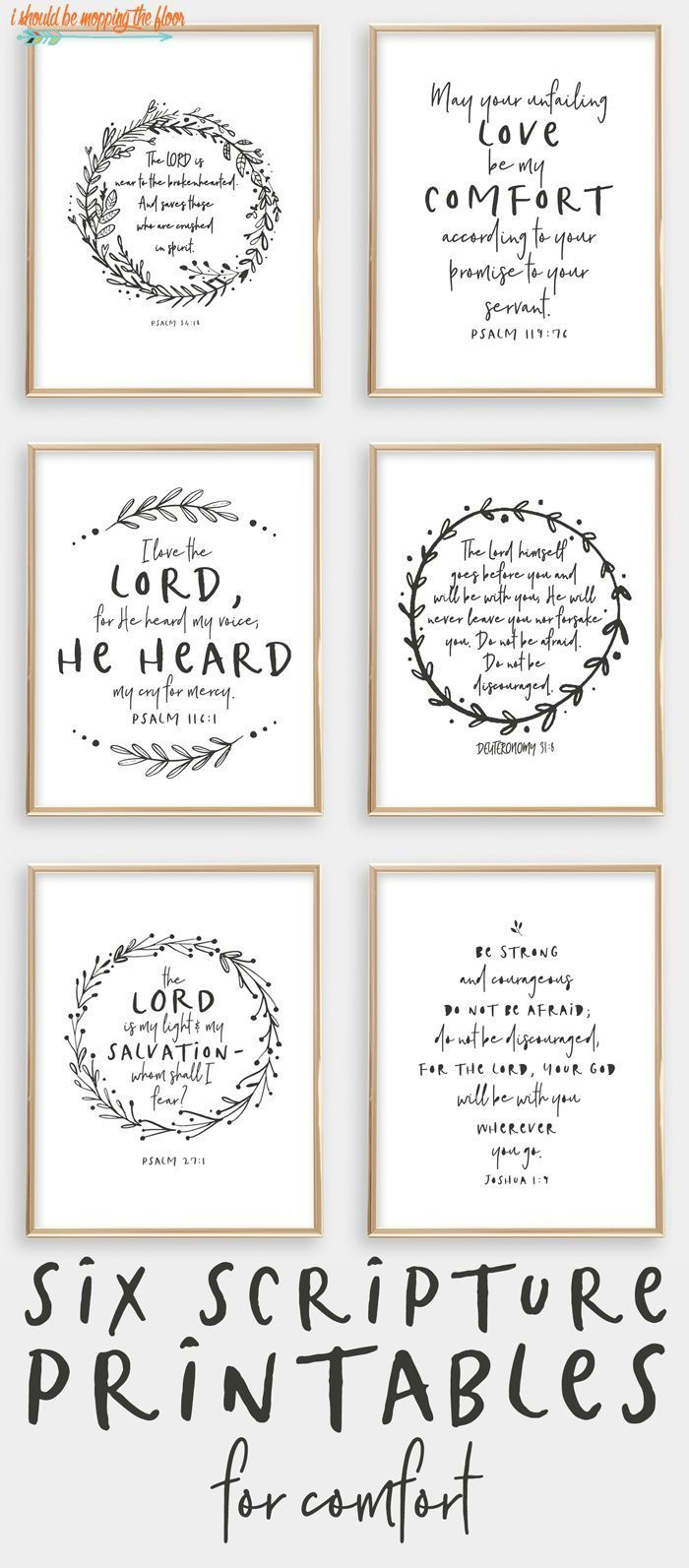Six Scripture Printables For Comfort with FREE Printable Bible Verses Black and White