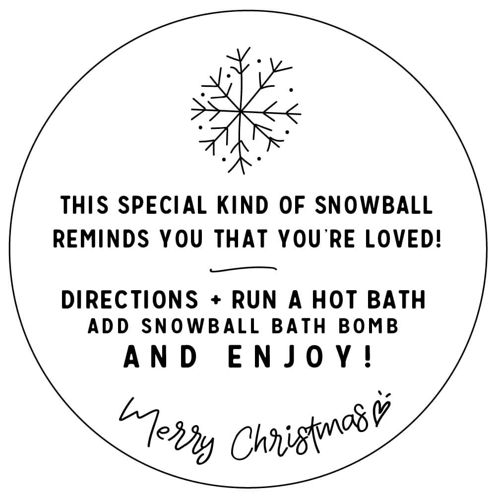 Snowball Bath Bomb Printable Gift Tag with regard to FREE Printable Bath Bomb Tags