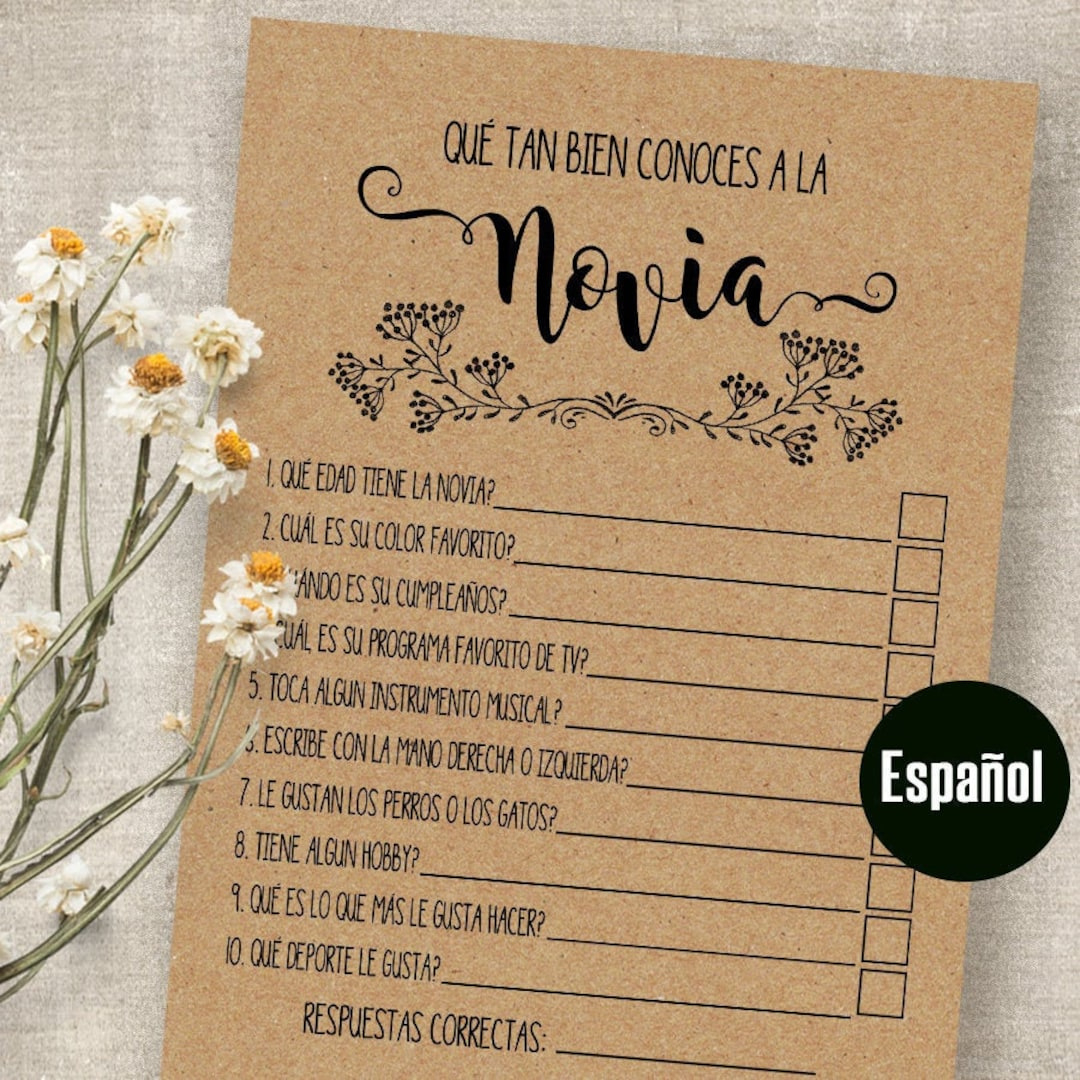 Spanish Bridal Shower Game: How Well Do You Know The Bride inside Free Printable Bridal Shower Games In Spanish