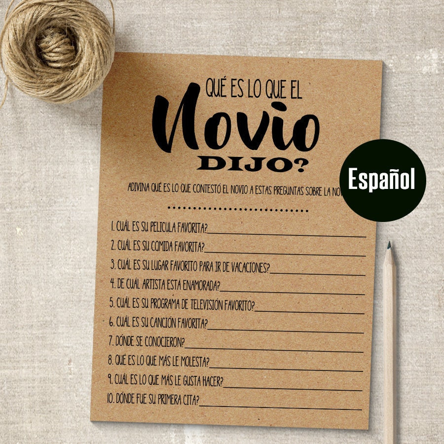 Spanish Bridal Shower Game What Did The Groom Say In Spanish for Free Printable Bridal Shower Games In Spanish