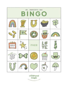 St. Patrick'S Day Bingo - Childhood Magic with regard to Free Printable Bingo Card Saint Patrick'S Day Bingo