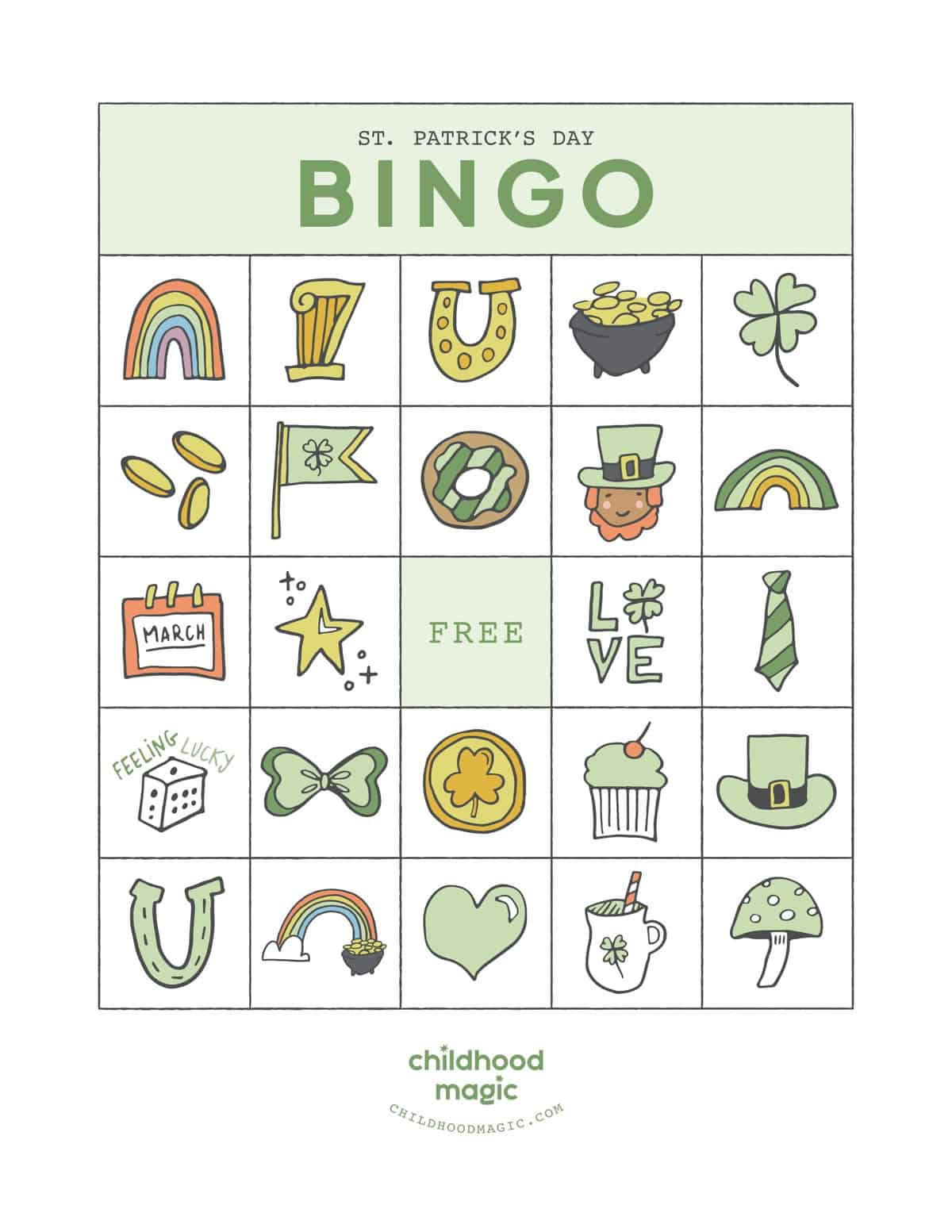 St. Patrick&amp;#039;S Day Bingo - Childhood Magic with regard to Free Printable Bingo Card Saint Patrick&amp;#039;S Day Bingo