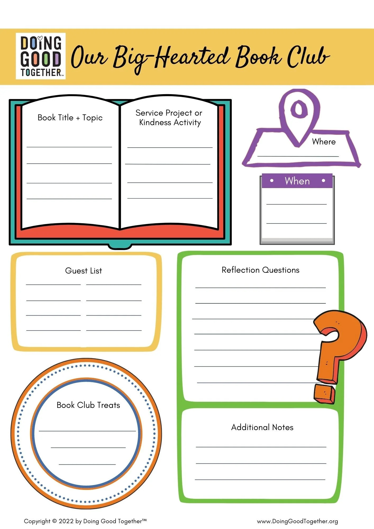 Start A Family Book Club — Doing Good Together™ in Free Printable Book Club Worksheets