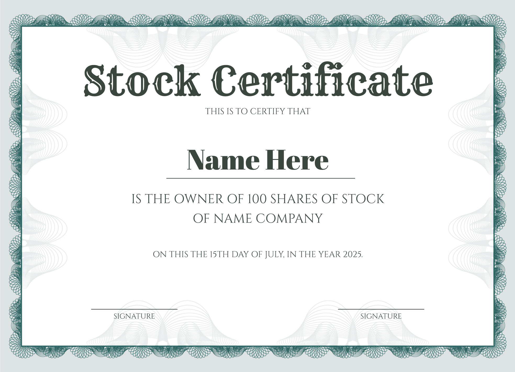 Stock Certificate Free Google Docs Template - Gdoc.io with Free Printable Blank Stock Certificates