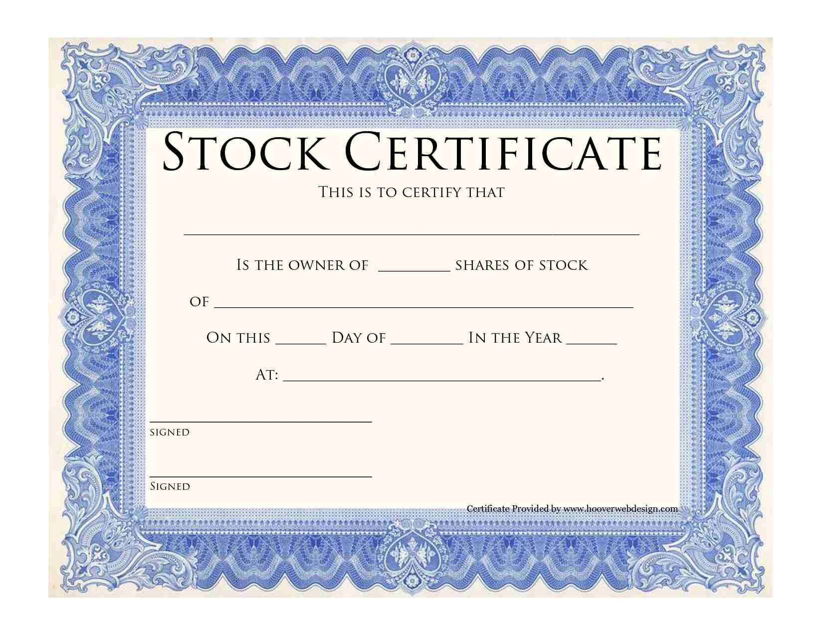 Stock Certificate Template | Eqvista regarding FREE Printable Blank Stock Certificates