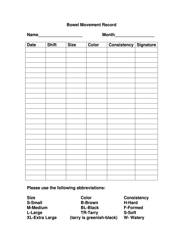 Stool Monitoring Chart: Fill Out &amp;amp; Sign Online | Dochub within Free Printable Bowel Movement Log