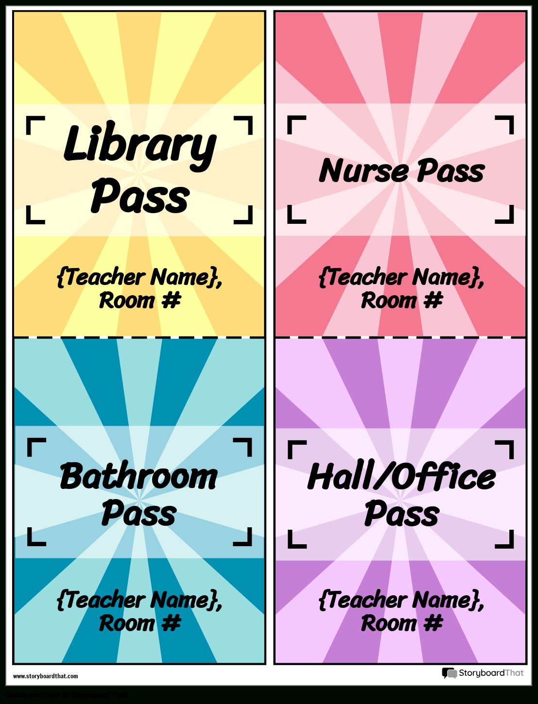 Storyboard That: Free Printable Hall Passes For Classrooms in FREE Printable Bathroom Pass Template