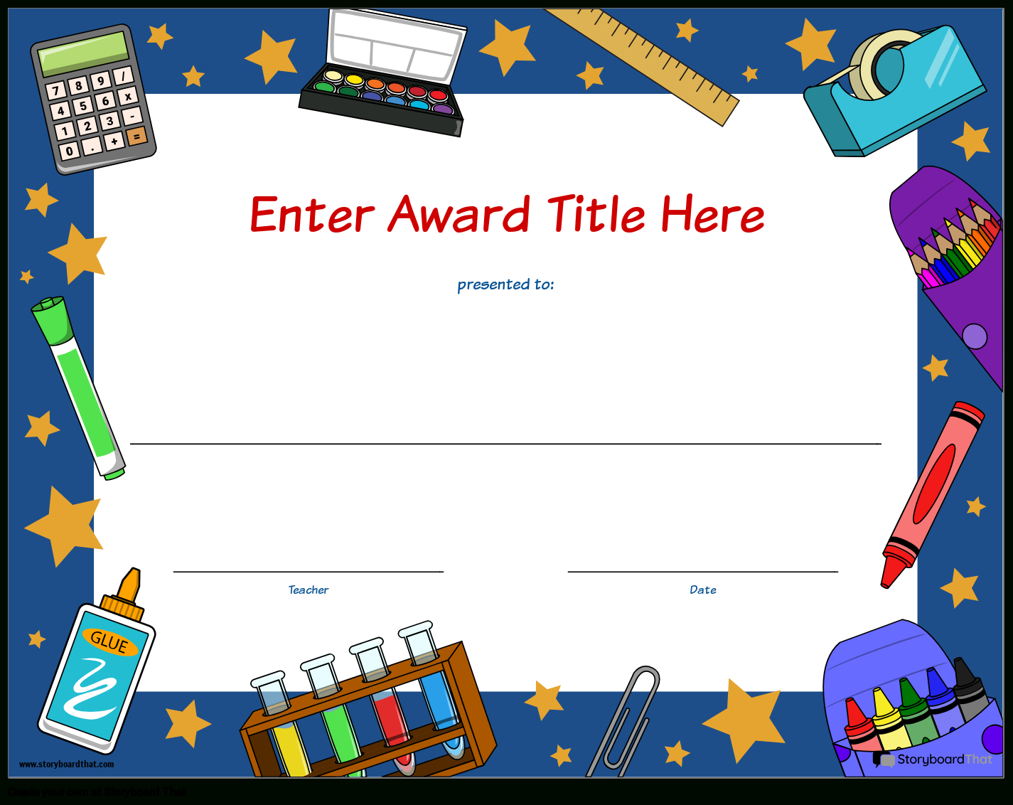 Storyboard That: Free Student Award Templates for FREE Printable Awards For Kindergarten