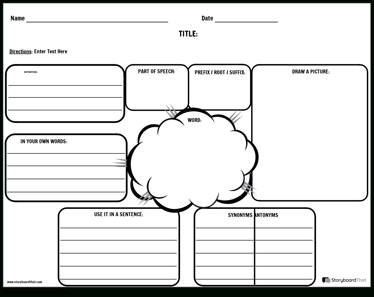 Storyboard That: Free Vocabulary Worksheet Templates within FREE Printable Blank Vocabulary Worksheets