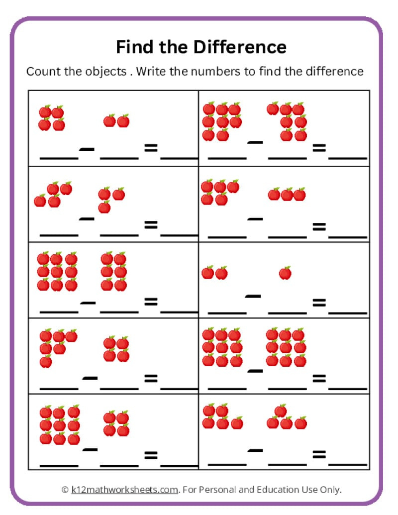 Subtraction Worksheets For Kindergarten with FREE Printable Basic Subtraction Worksheets