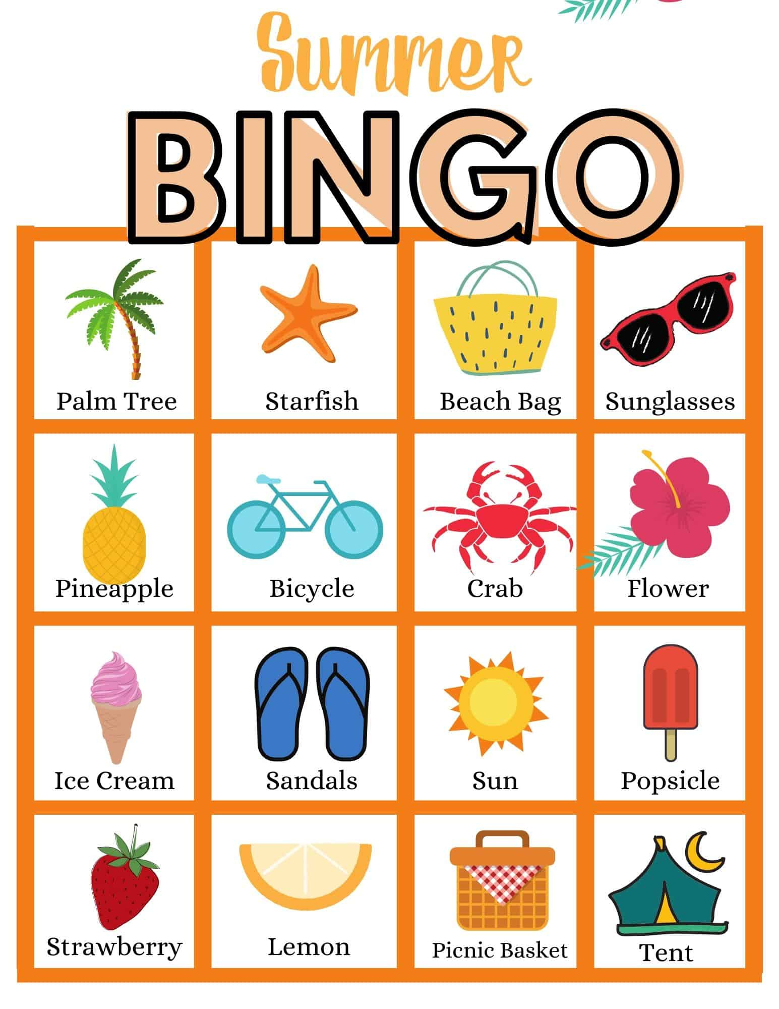 Summer Bingo Printable Game For Kids - Views From A Step Stool in Free Printable Beach Bingo Cards