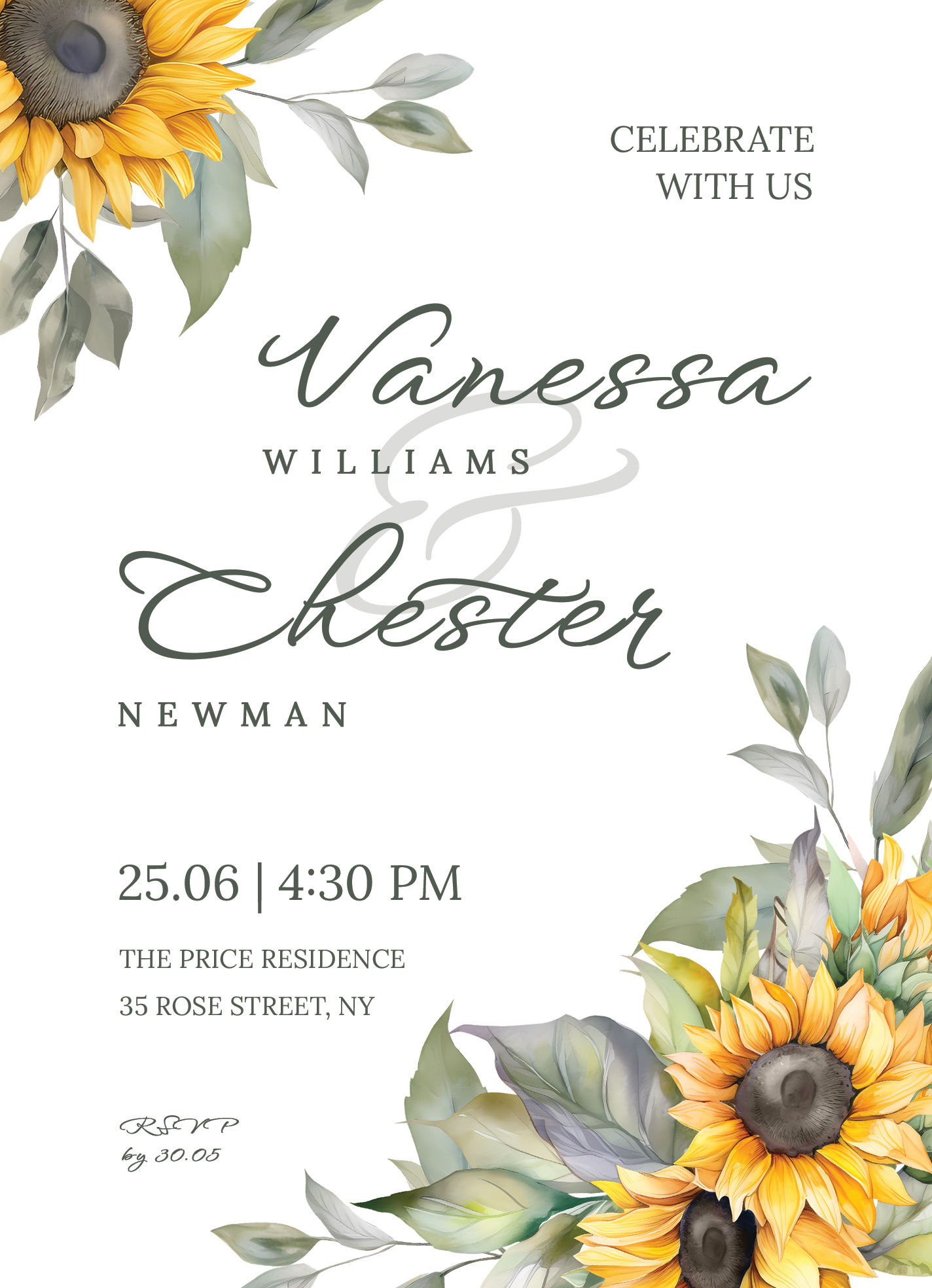 Sunflower Wedding Invitation Free Google Docs Template - Gdoc.io with FREE Printable Blank Sunflower Invitations