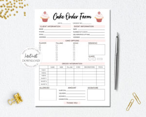 Sunrayart Designs - Custom Order Form Template, Editable Forms for FREE Printable Bakery Order Forms