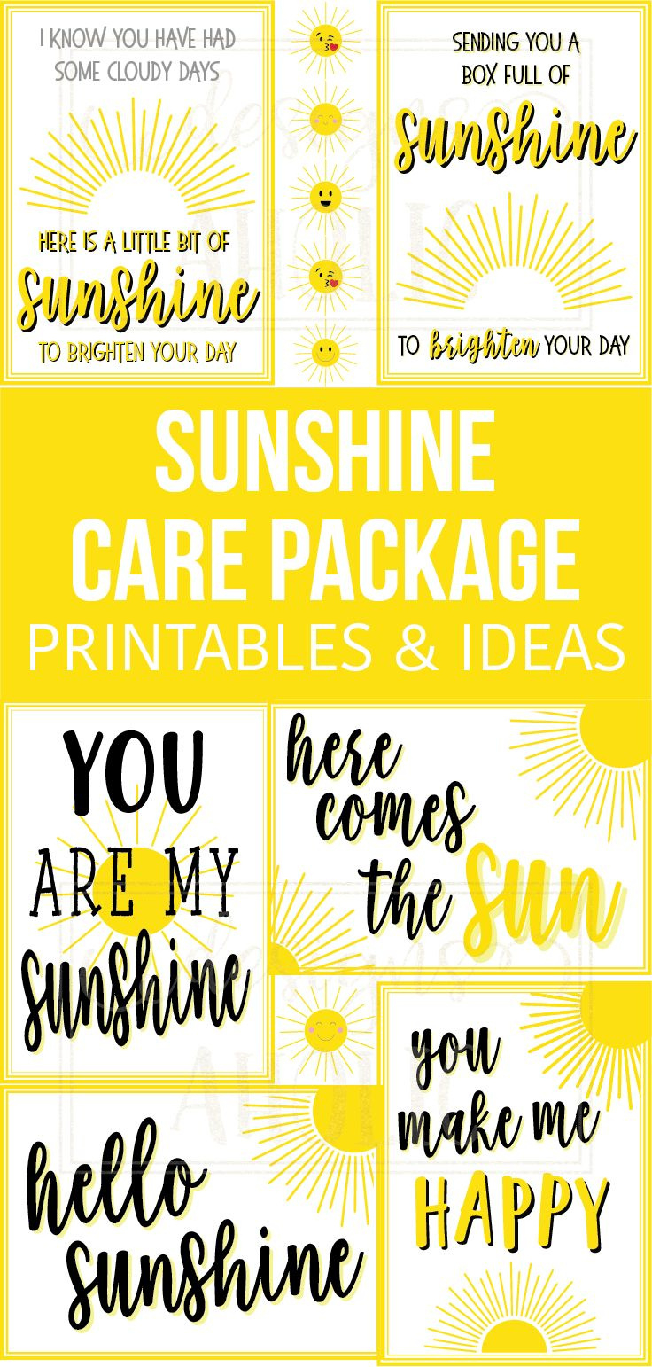 Sunshine Care Package Printables; Sunshine Box; Sunshine Care for Free Printable Box Of Sunshine Printable