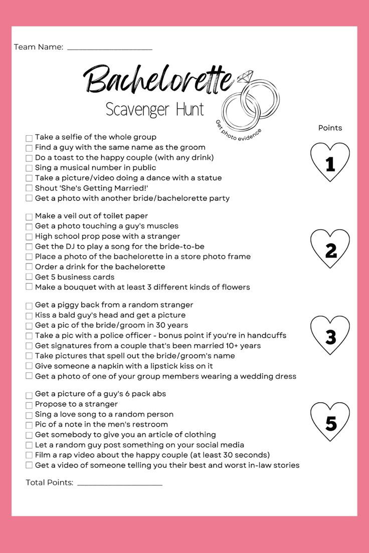 Take Your Wedding Festivities To The Next Level With This Free for FREE Printable Bachelorette Scavenger Hunt