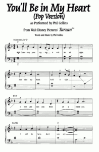 Tarzan You'Ll Be In My Heart Easy Piano Sheet Music | Easy Sheet Music with Free Printable Beginner Piano Music