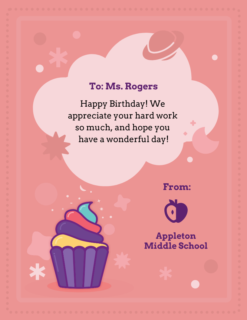 Teacher Birthday Card - Venngage intended for FREE Printable Birthday Cards For Teachers