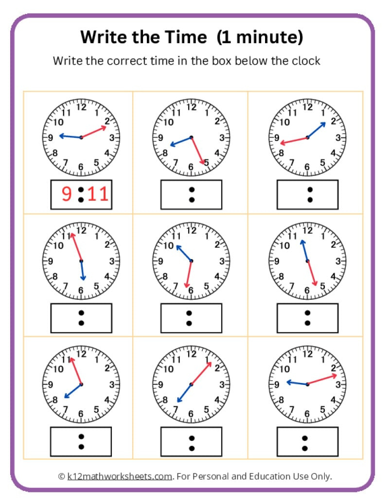 Telling Time Worksheets for FREE Printable Blank Clock Worksheets