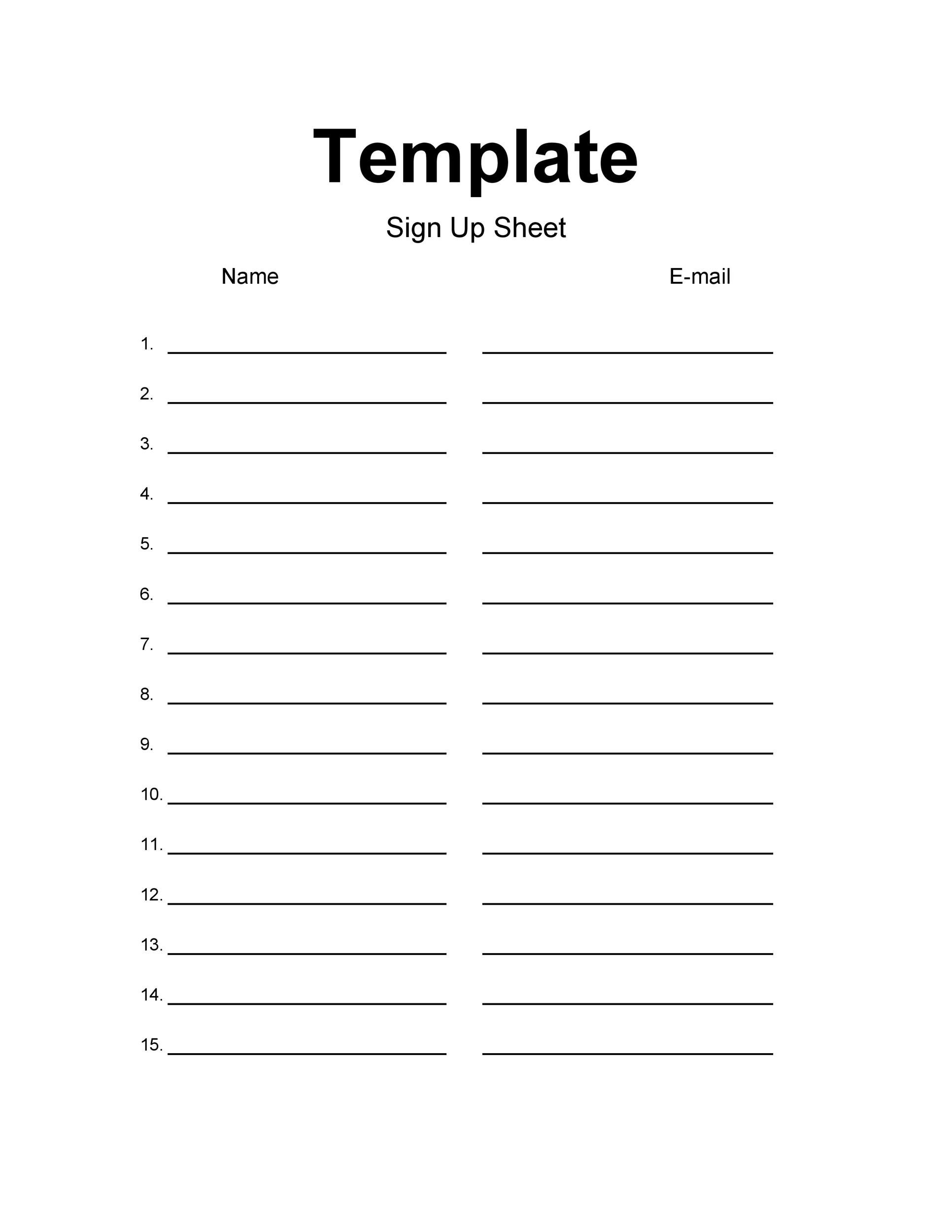 Template Sign Up Sheet - Business Plan Templates regarding Free Printable Blank Sign Up Sheet