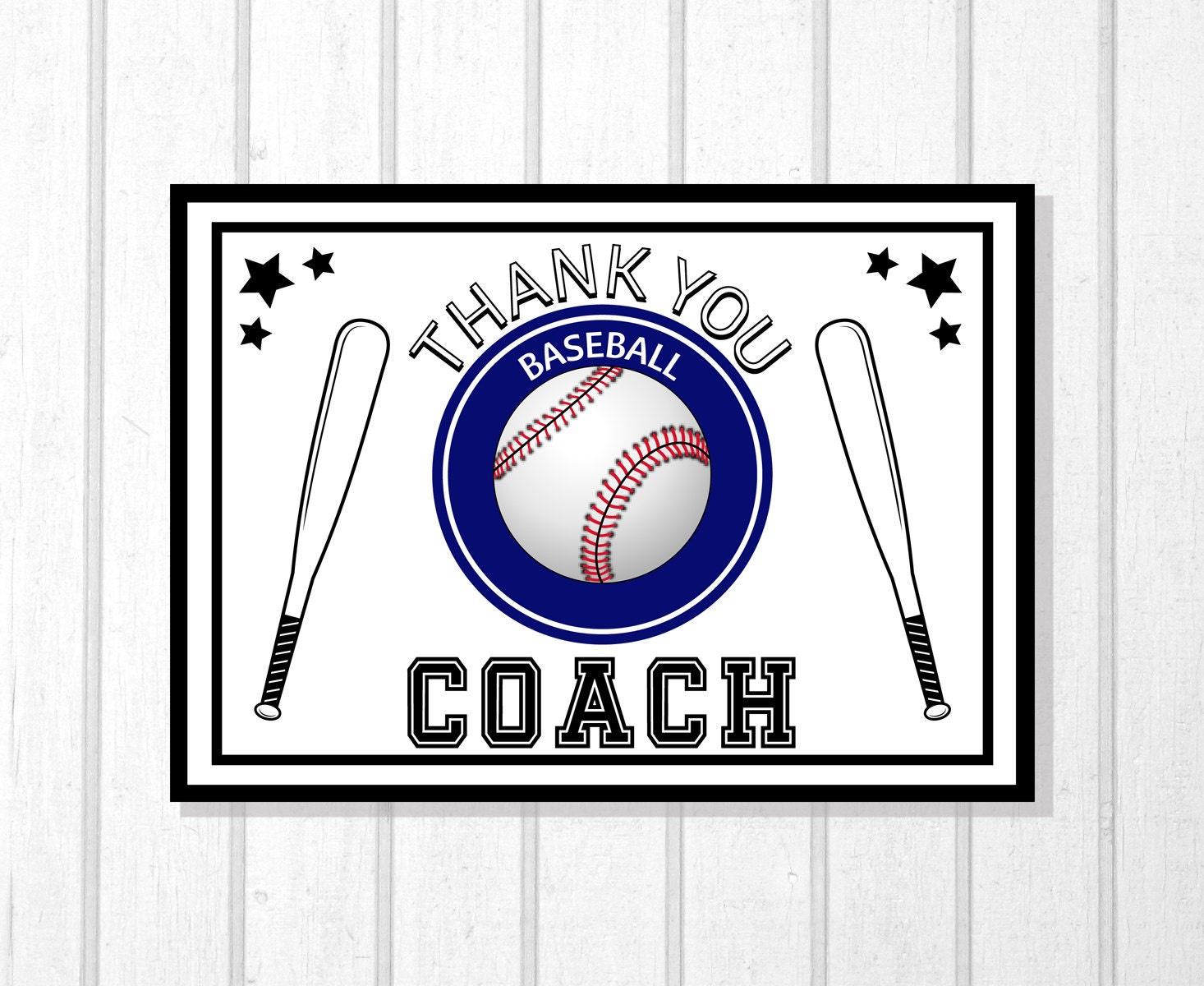 Thank You Baseball Coach Greeting Card, Printable, Downloadable, Athletic Card, 5 X 7 Inches, Digital File, Appreciation Gift, Thanks pertaining to Free Printable Baseball Coach Thank You Cards
