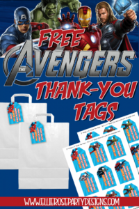 The Avengers Favor Bag Tags | Ellierosepartydesigns throughout FREE Printable Avengers Thank You Tags