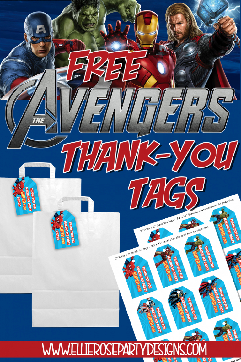 The Avengers Favor Bag Tags | Ellierosepartydesigns throughout FREE Printable Avengers Thank You Tags